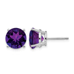 14k White Gold Round Amethyst Stud Earrings