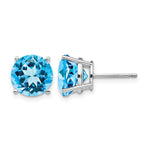 14k White Gold Round Blue Topaz Stud Earrings
