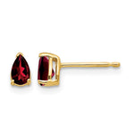 14k 5x Pear Garnet Post Earrings