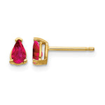 14k 5x Pear Ruby Post Earrings