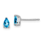 14k White Gold 5x Pear Blue Topaz Earrings
