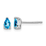 14k White Gold 5x Pear Blue Topaz Post Earrings