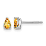 14k White Gold 5x Pear Citrine Stud Earrings