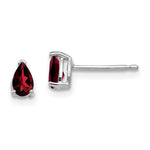 14k White Gold 5x Pear Garnet Earrings