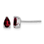 14k White Gold 5x Pear Garnet Post Earrings