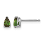 14k White Gold 5x Pear Green Tourmaline Post Earrings