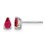 14k White Gold 5x Pear Ruby Post Earrings