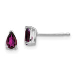 14k White Gold 5x Pear Rhodolite Garnet Stud Earrings