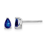 14k White Gold 5x Pear Sapphire Post Earrings
