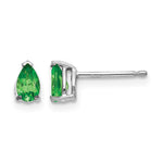 14k White Gold 5x Pear Tsavorite Post Earrings