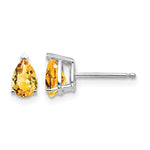 14k White Gold 6x Pear Citrine Stud Earrings