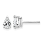 14k White Gold 6x Pear Cubic Zirconia Stud Earrings