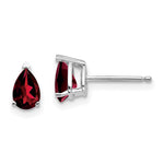 14k White Gold 6x Pear Garnet Earrings