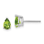 14k White Gold 6x Pear Peridot Earrings