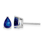 14k White Gold 6x Pear Sapphire Post Earrings