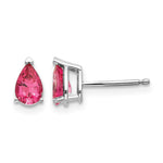 14k White Gold 6x Pear Pink Spinel Post Earrings