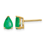 14k 7x Pear Emerald Post Earrings