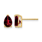 14k 7x Pear Garnet Post Earrings