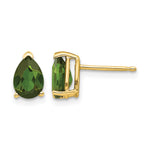 14k 7x Pear Green Tourmaline Post Earrings