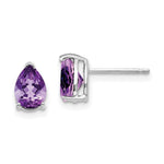 14k White Gold 7x Pear Amethyst Earrings