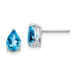14k White Gold 7x Pear Blue Topaz Earrings