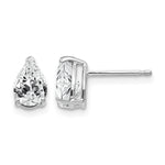 14k White Gold 7x Pear Cubic Zirconia Post Earrings