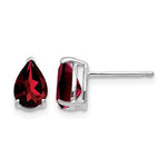 14k White Gold 7x Pear Garnet Post Earrings