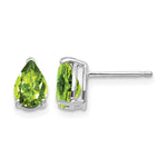 14k White Gold 7x Pear Peridot Stud Earrings