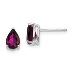 14k White Gold 7x Pear Rhodolite Garnet Stud Earrings