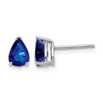 14k White Gold 7x Pear Sapphire Post Earrings