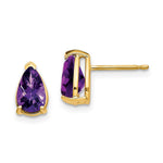 14k 8x Pear Amethyst Checker Earrings
