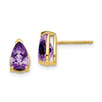 14k 8x Pear Amethyst Earrings