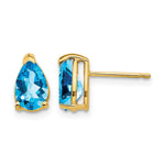 14k 8x Pear Blue Topaz Post Earrings