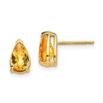 14k 8x Pear Citrine Checker Earrings