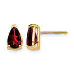 14k 8x Pear Garnet Post Earrings