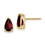 14k 8x Pear Garnet Checker Earrings