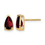 14k 8x Pear Checker-cut Garnet Post Earrings