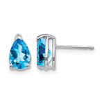 14k White Gold 8x Pear Blue Topaz Post Earrings
