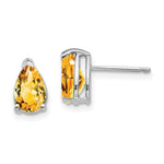 14k White Gold 8x Pear Citrine Earrings