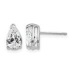 14k White Gold 8x Pear Cubic Zirconia Post Earrings