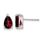14k White Gold 8x Pear Garnet Post Earrings
