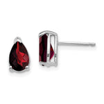 14k White Gold 8x Pear Garnet Checker Earrings