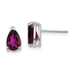 14k White Gold 8x Pear Rhodolite Garnet Earrings