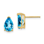 14k 9x Pear Blue Topaz Earrings