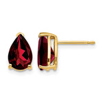 14k 9x Pear Garnet Post Earrings