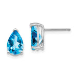 14k White Gold 9x Blue Topaz Earrings