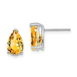 14k White Gold 9x Pear Citrine Earrings