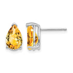 14k White Gold 9x Pear Citrine Post Earrings