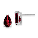 14k White Gold 9x Pear Garnet Earrings