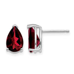 14k White Gold 9x Pear Garnet Post Earrings